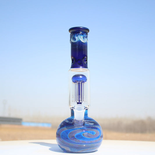 Blue Buddha Glass Water Pipe w/ Coil Perc 10.5"