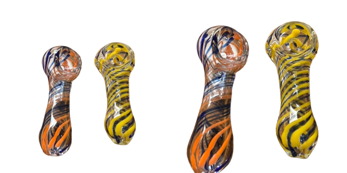 2.5” Colorful Swirling Design Handblown Glass Hand Pipe