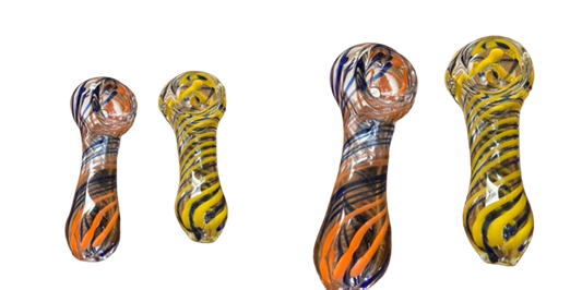 2.5” Colorful Swirling Design Handblown Glass Hand Pipe