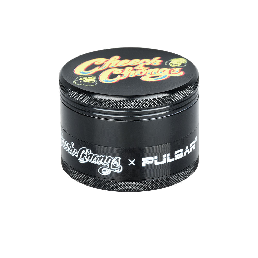 6PC DISPLAY - Cheech & Chong's x Pulsar Metal Grinder - Black / 4pc / 2.5"