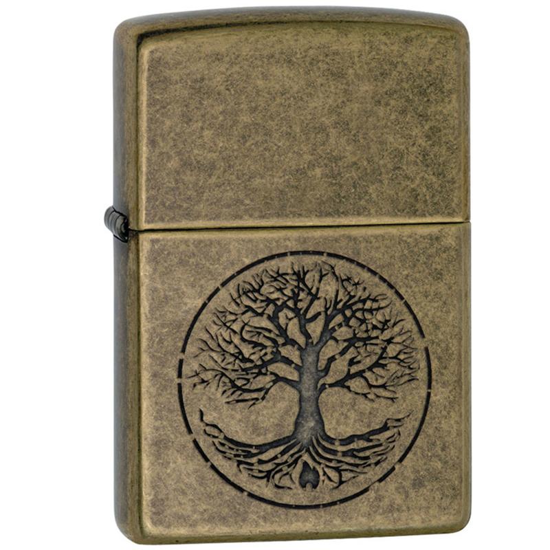 Zippo Lighter | Lustre Tree of Life | Antique Brass