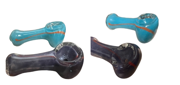 2.5” Small Striped Frit Design Glass Hand Pipe Color May Vary (1 Pc)