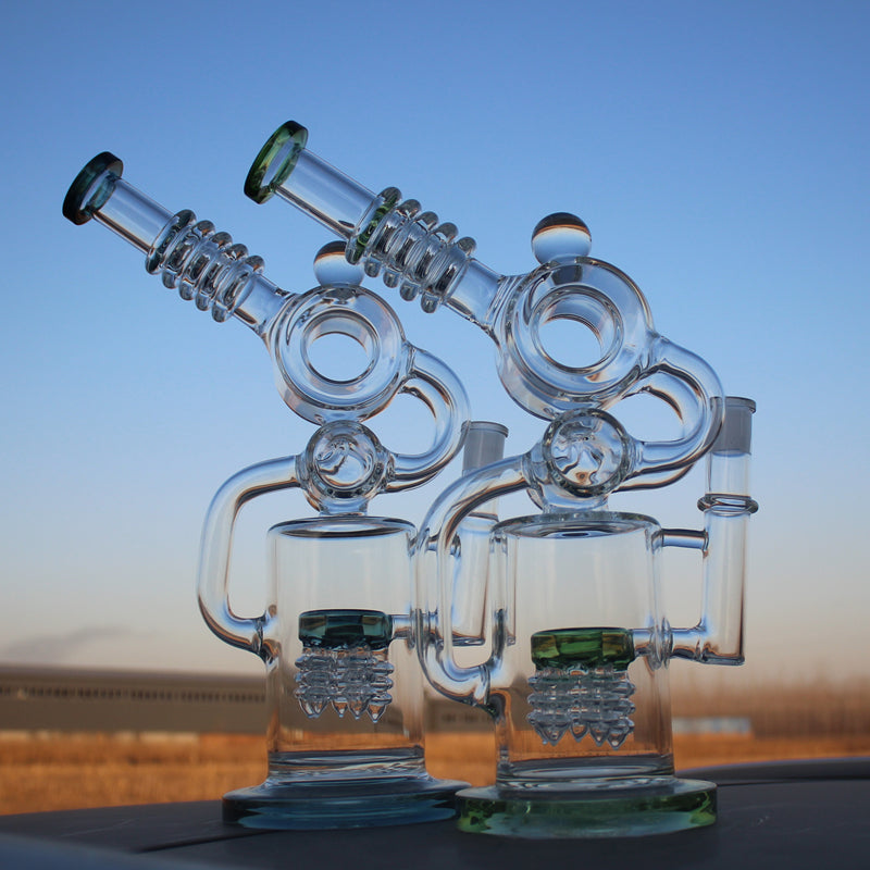 Approx. 11.5" Recycler Style Water Pipe w/ Dual Percs