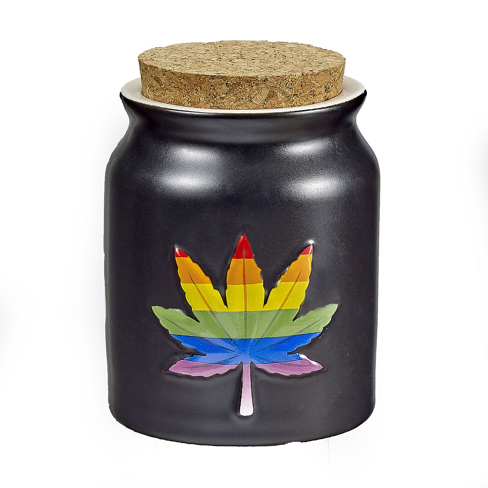 Ashtray and Stash Jar set - Rainbow leaf