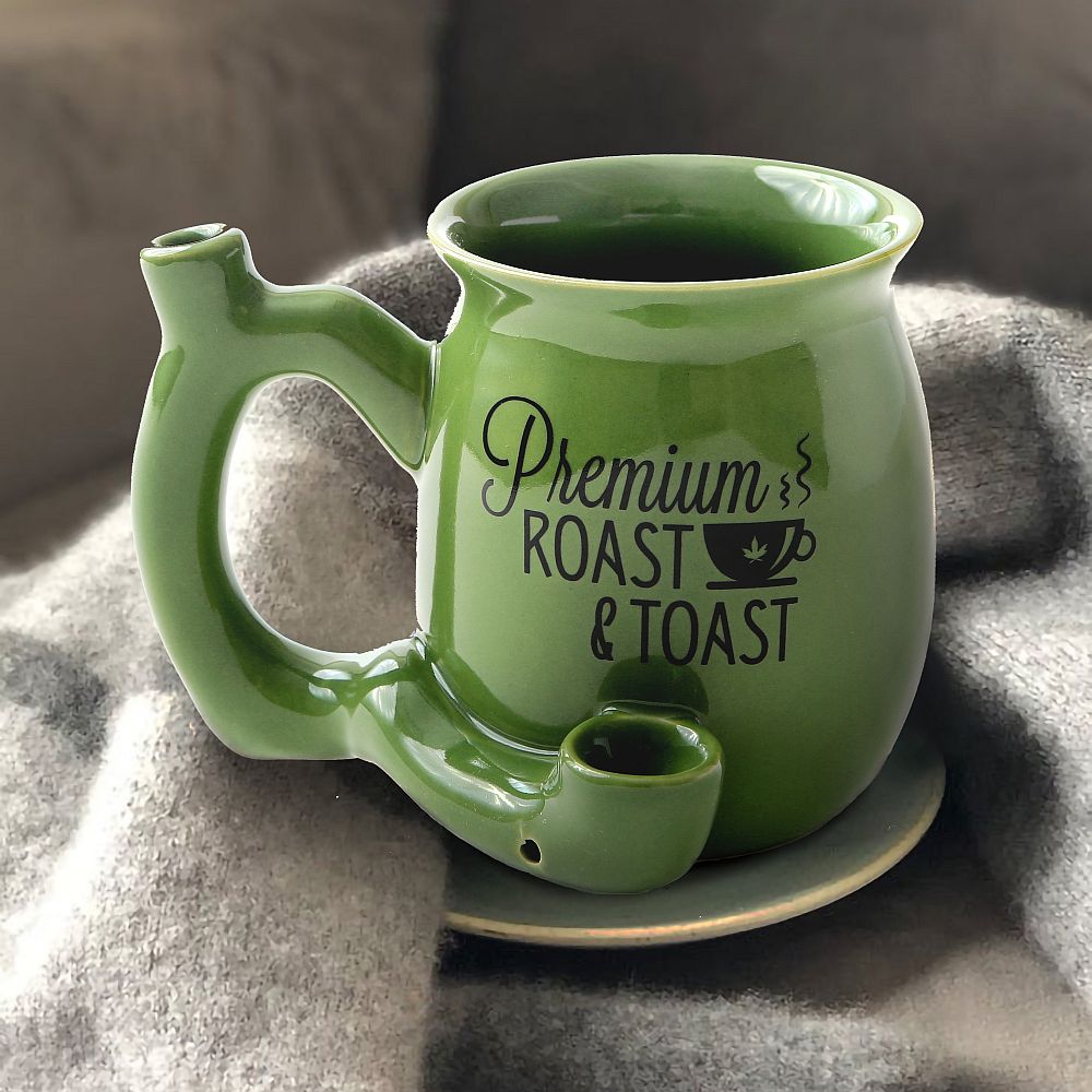 Premium Roast & Toast Single Wall Mug - Green with Black Print