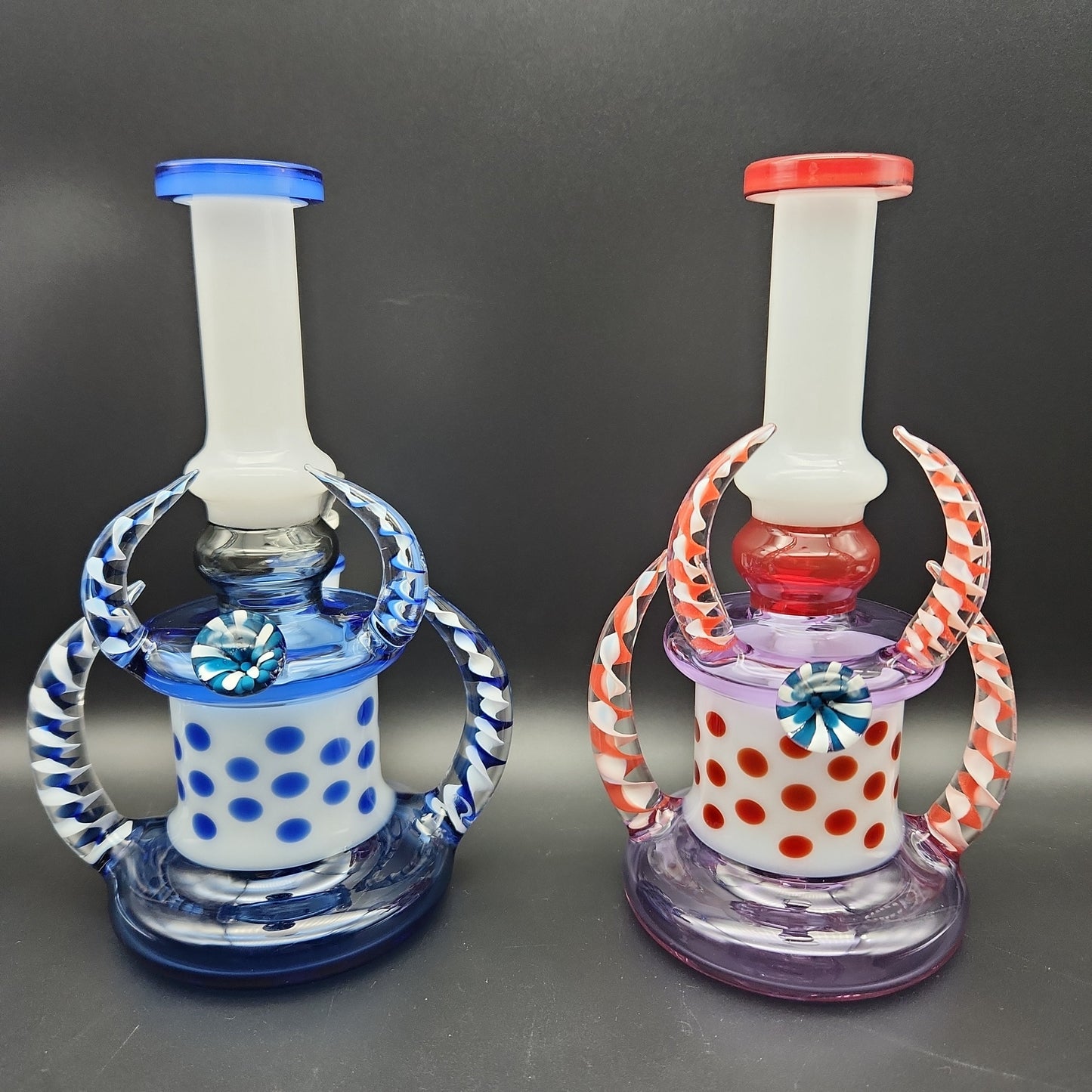 7.5" Mini Horned Polka Dot Water Pipe