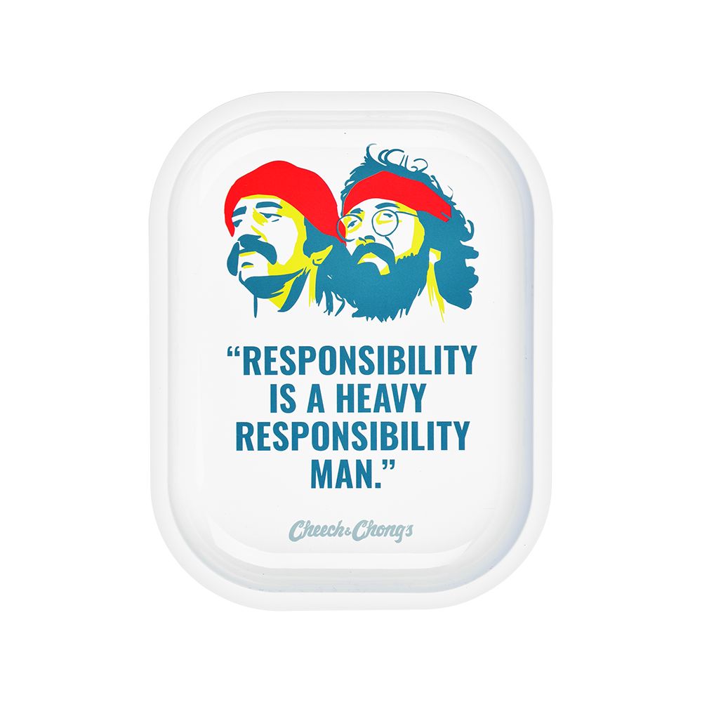 Cheech & Chong x Pulsar Mini Metal Rolling Tray - Responsibility / 7"x5.5"