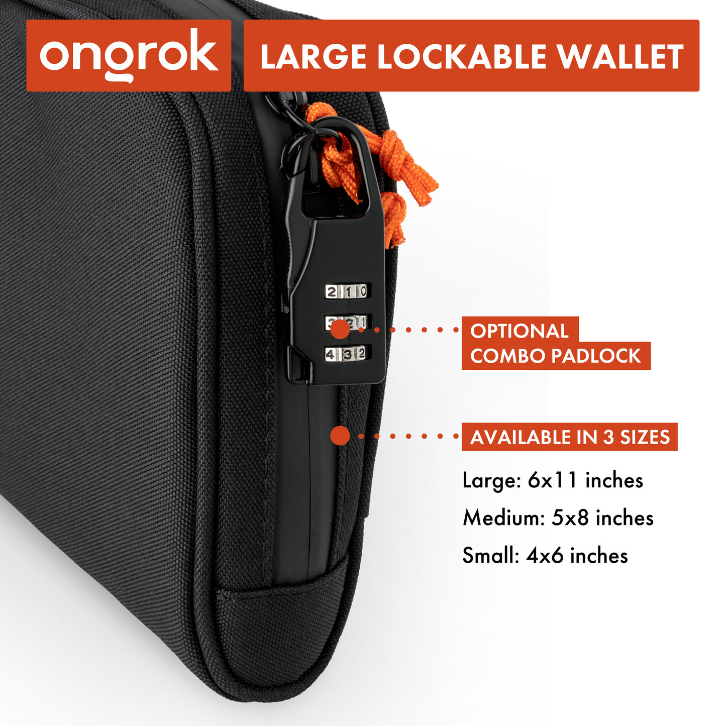 Ongrok Carbon-lined Wallets with Combination Lock V 2.0 | 3" Sizes (Small, Medium, Large)