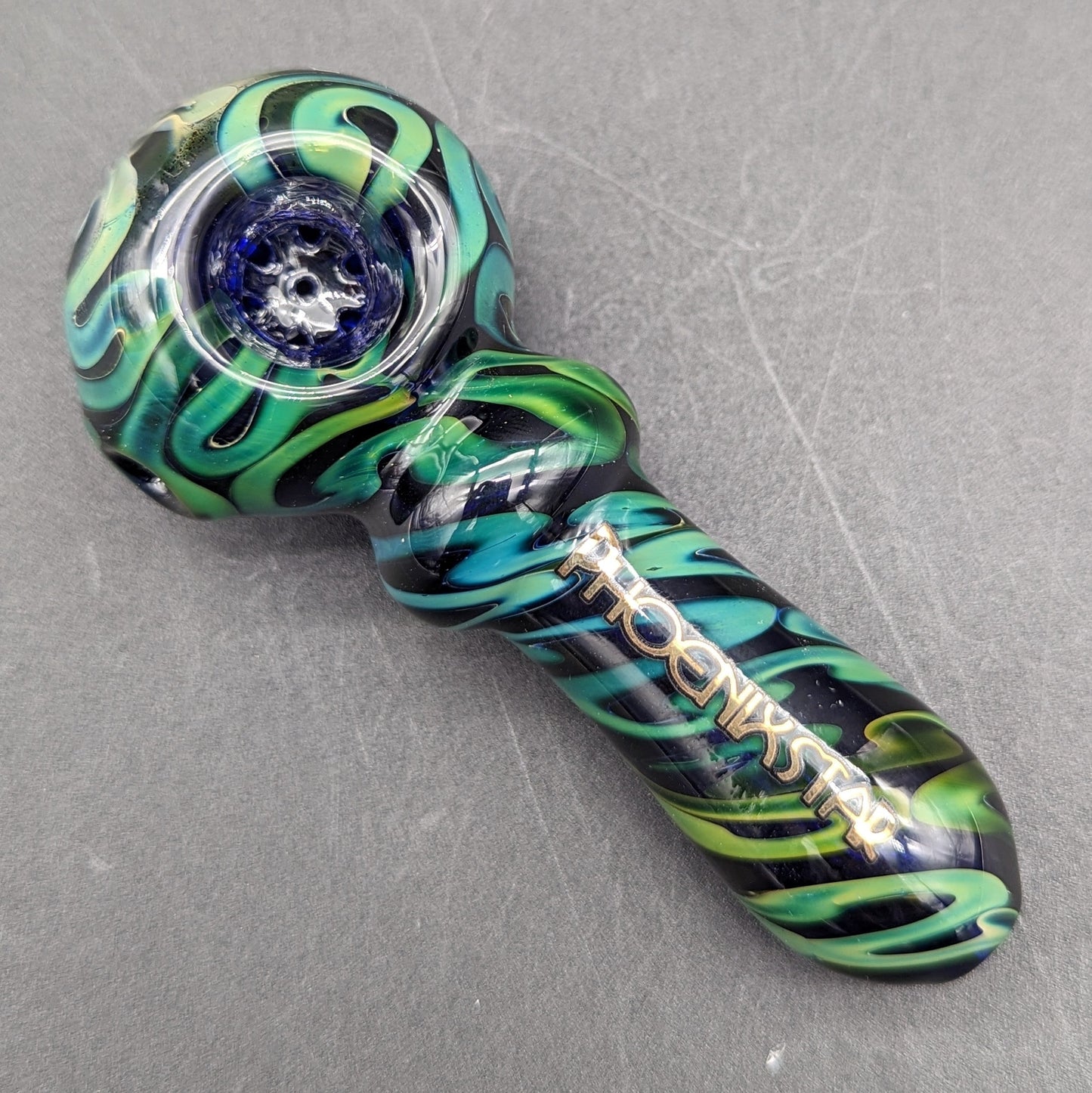 Phoenix Glass 4" Metallic Swirl Screened Pipe