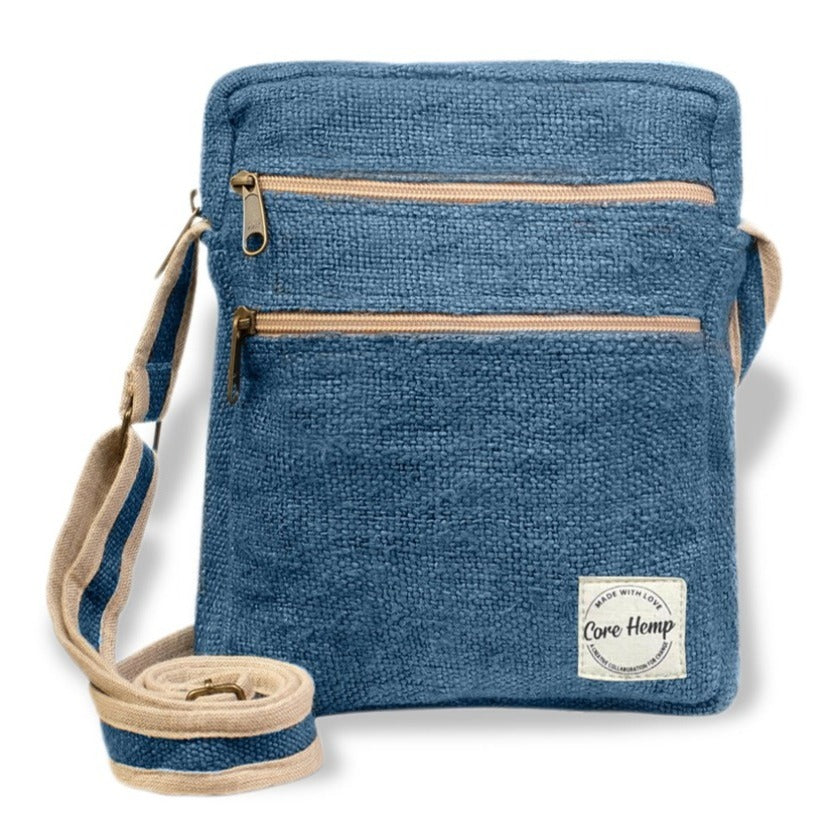 Core Hemp Multi Pocket Crossbody Purse - Himal Blue