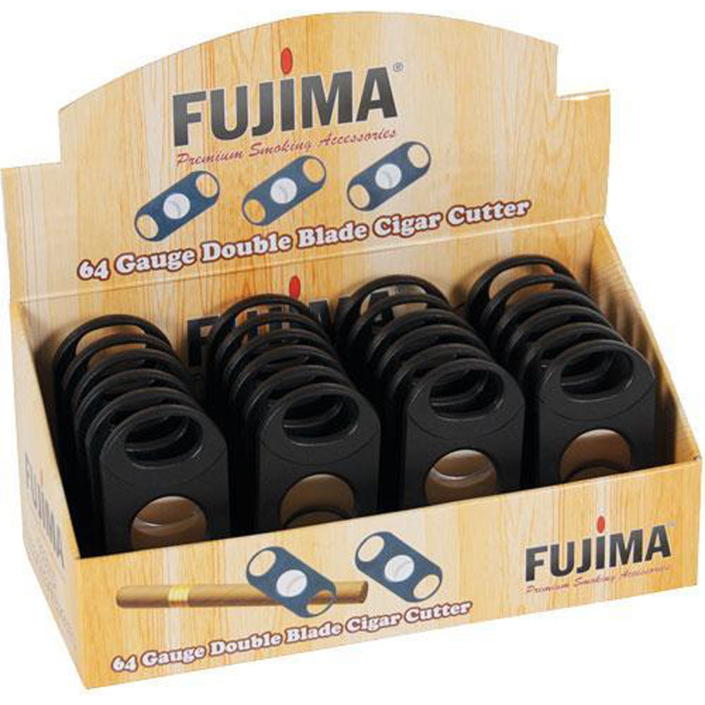 Fujima 64 Gauge Double Blade Plastic Cigar Cutter - 24pc Display