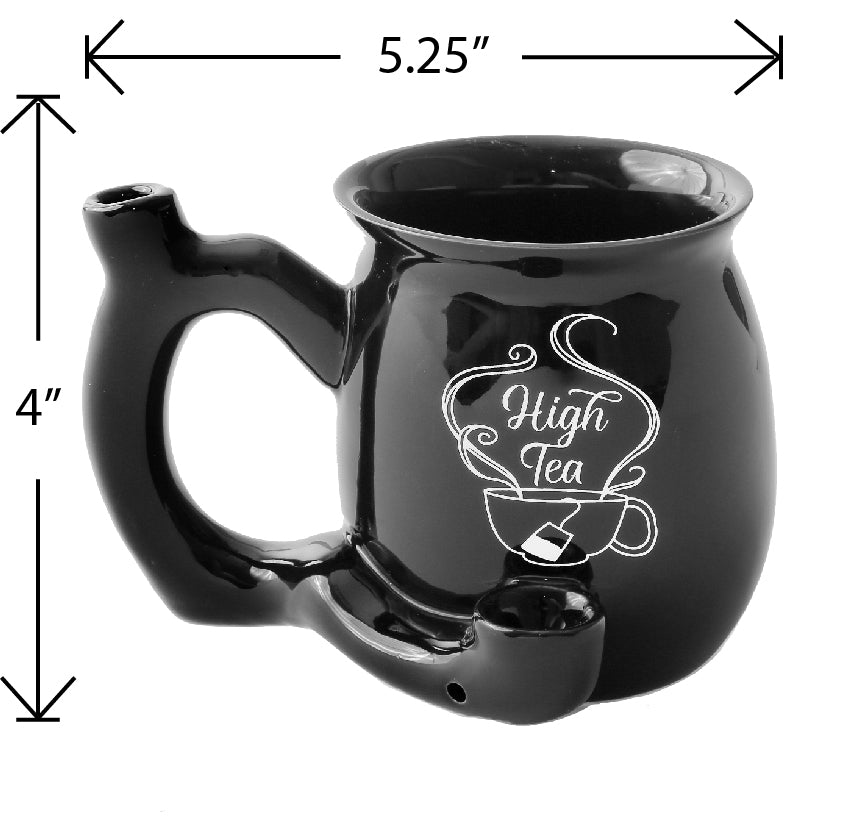 High Tea single wall Mug - shiny black with white imprint