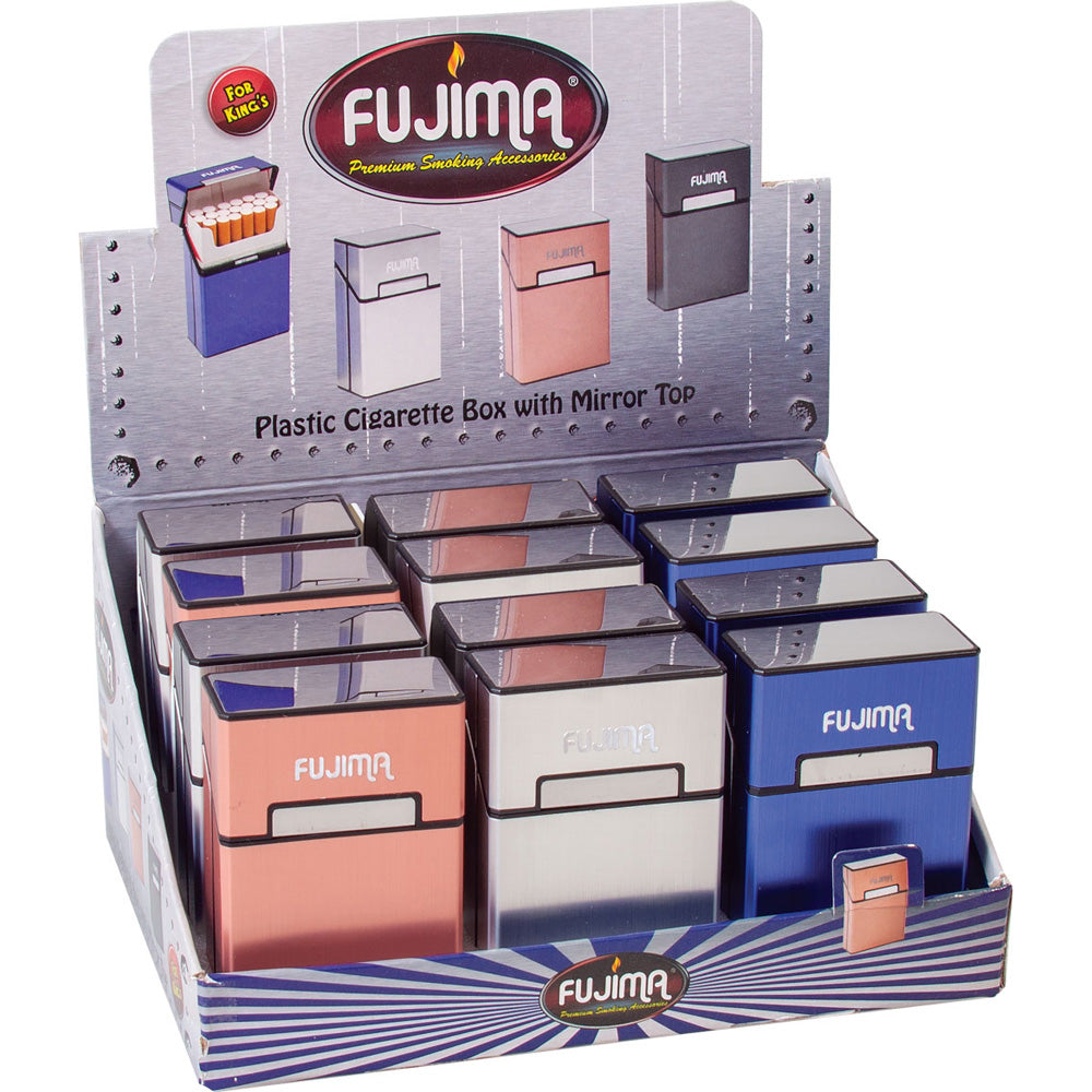 12PC DISP - Fujima Cigarette Case Mirror Top Kingsize - Assorted