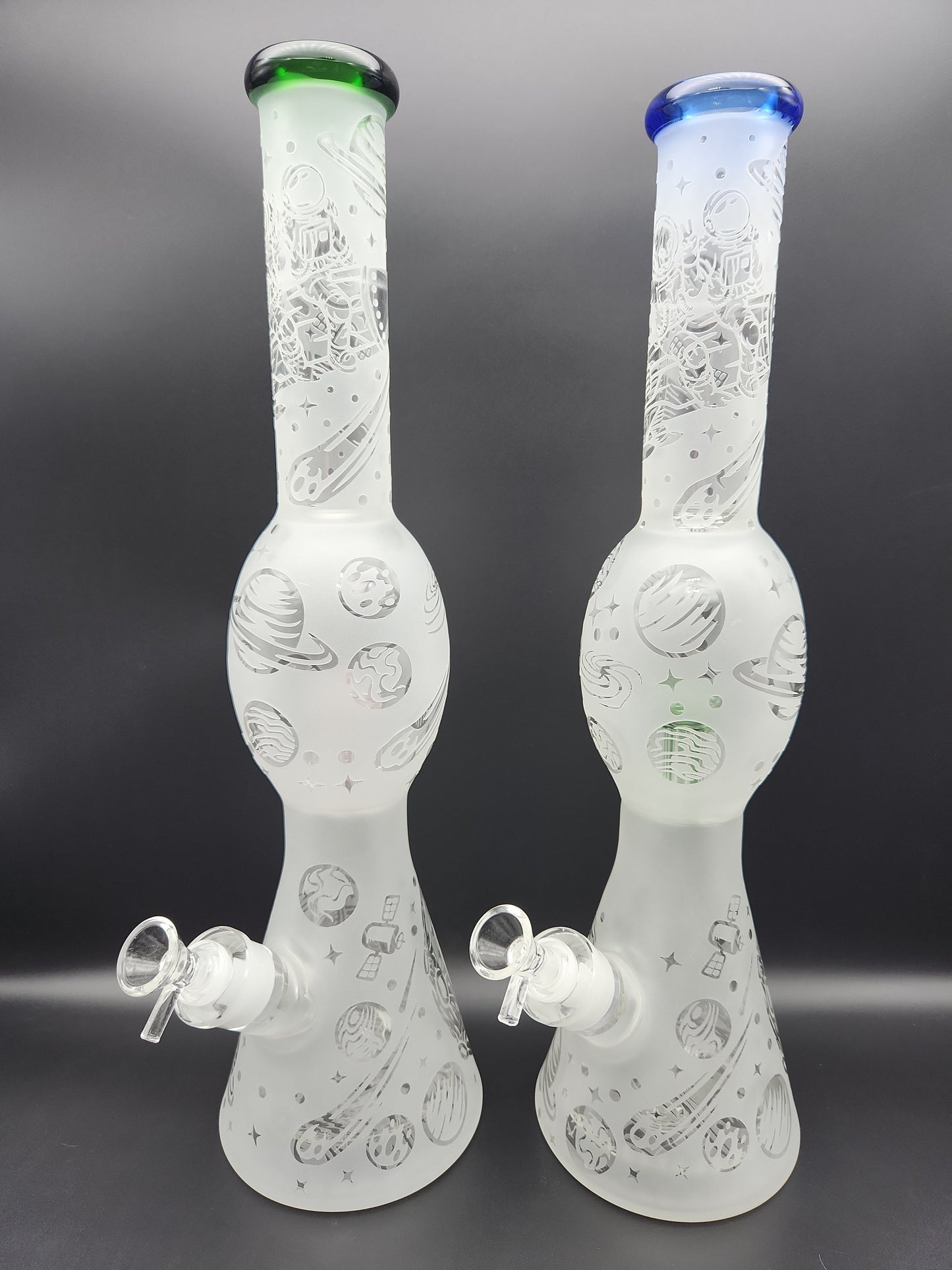 16" Deep Sandblasted Space Voyager Double Perc Beaker