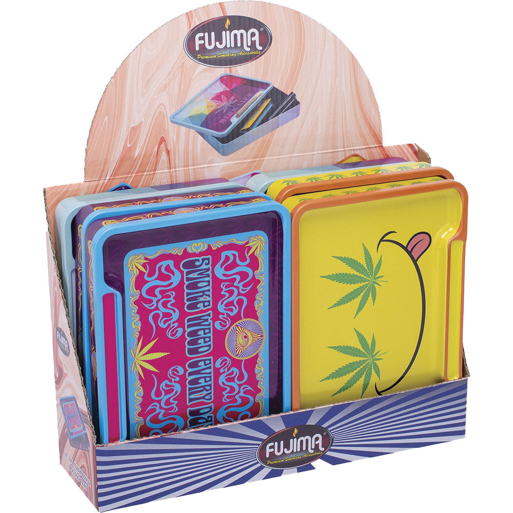 Fujima Leaf Rolling Tray Stash Box | 8"x5.75" | Asst | 6pc Display