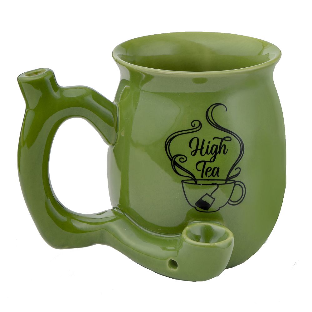 High Tea single wall Mug - shiny green with black imprint