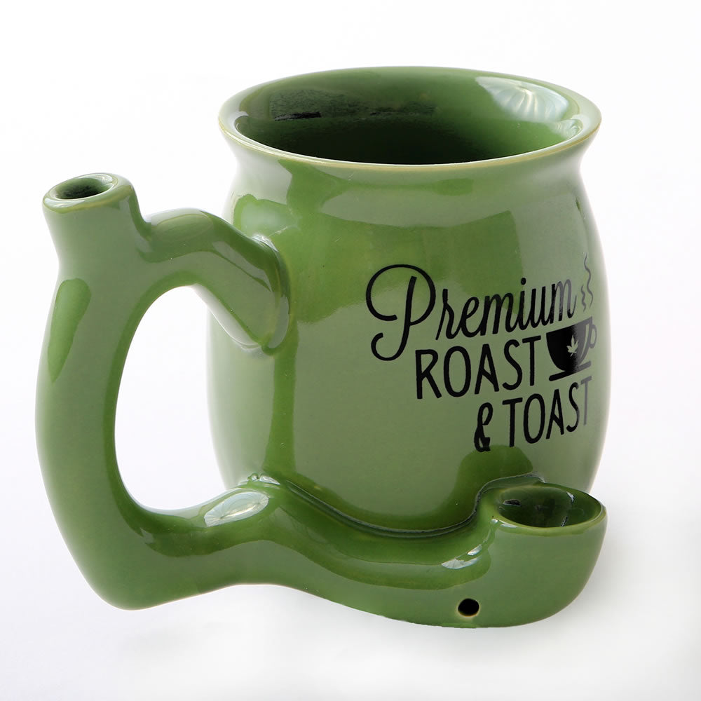 Premium Roast & Toast Single Wall Mug - Green with Black Print