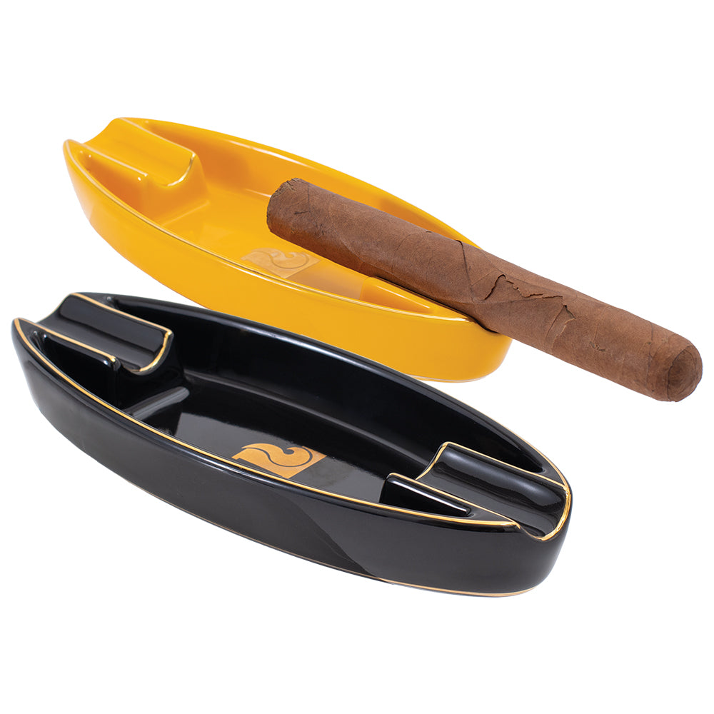 6PC DISPLAY - Lucienne Canoe Ceramic Cigar Ashtray - 7.1" x 2.3"/Assorted Colors