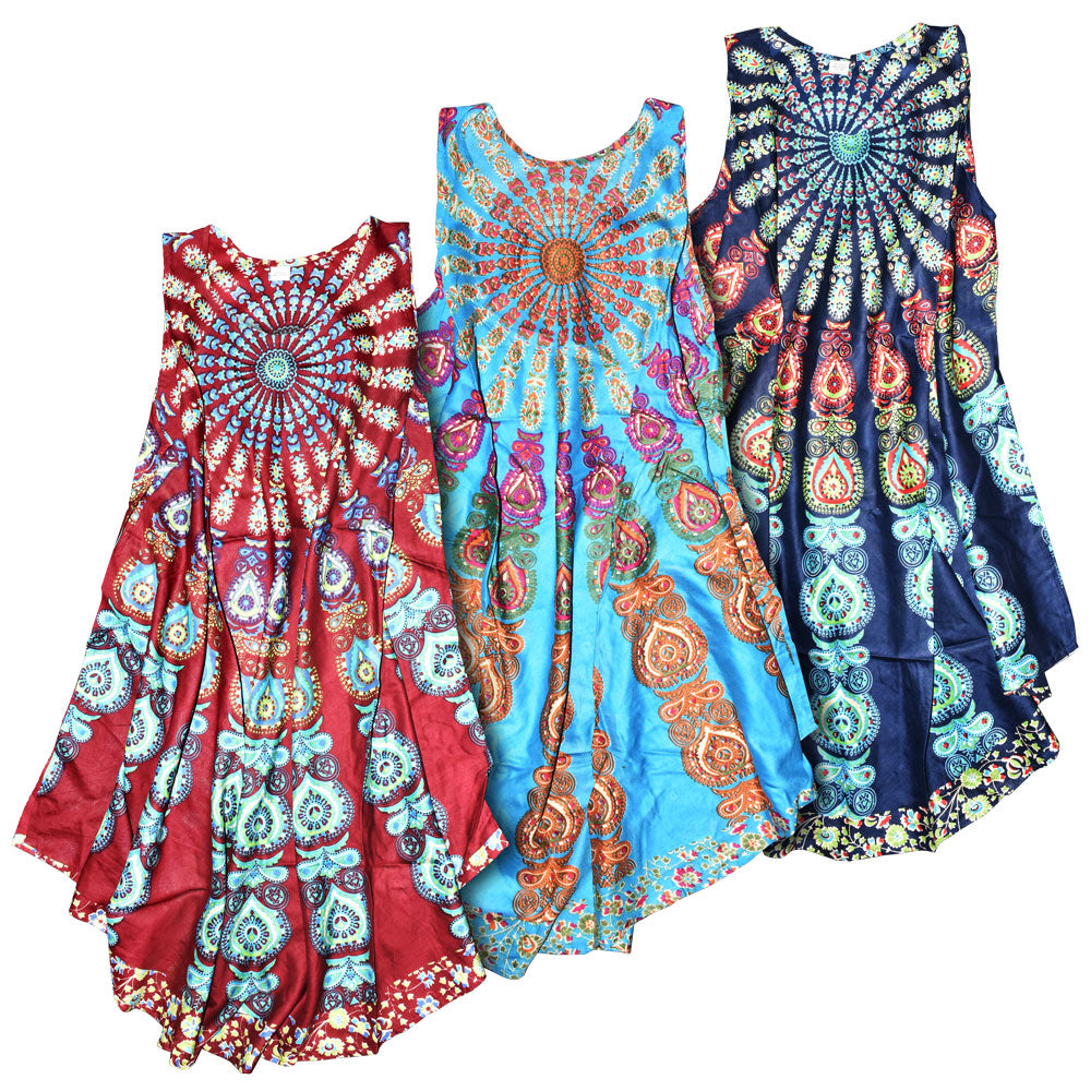 Peacock Pattern Dress - One Size / Colors Vary