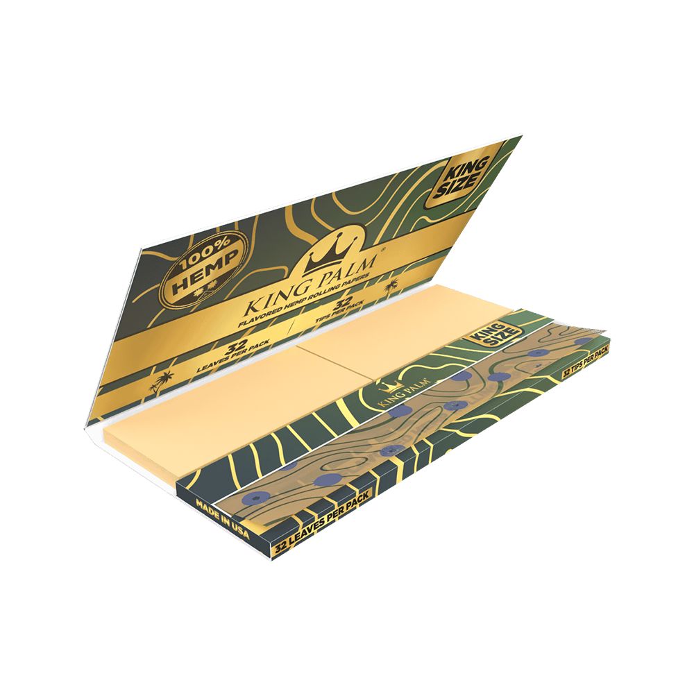 King Palm Flavored Hemp Papers & Tips | 32pc | King Size | 22pk Display