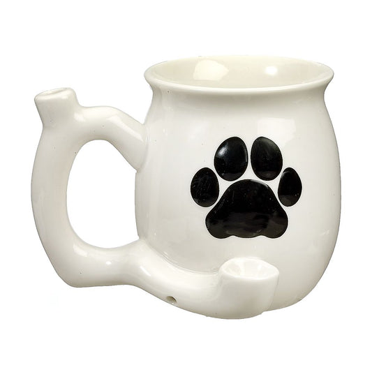 Dog Paw Mug - White with Black Paw