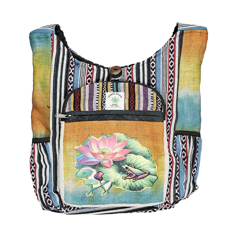 Threadheads Himalayan Hemp Lily Pad Patchwork Shoulder Bag