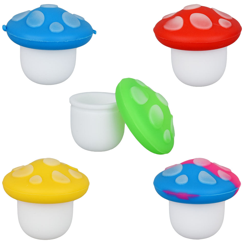 10PC SET-Glow in Dark Mushroom Silicone Concentrate Container-5ml/Asst Colors