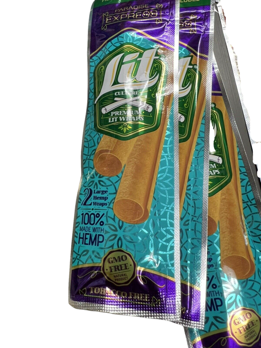 Lit Culture Hemp Natural Herbal Paradise Express Organic 3 Count 6 Large Wraps