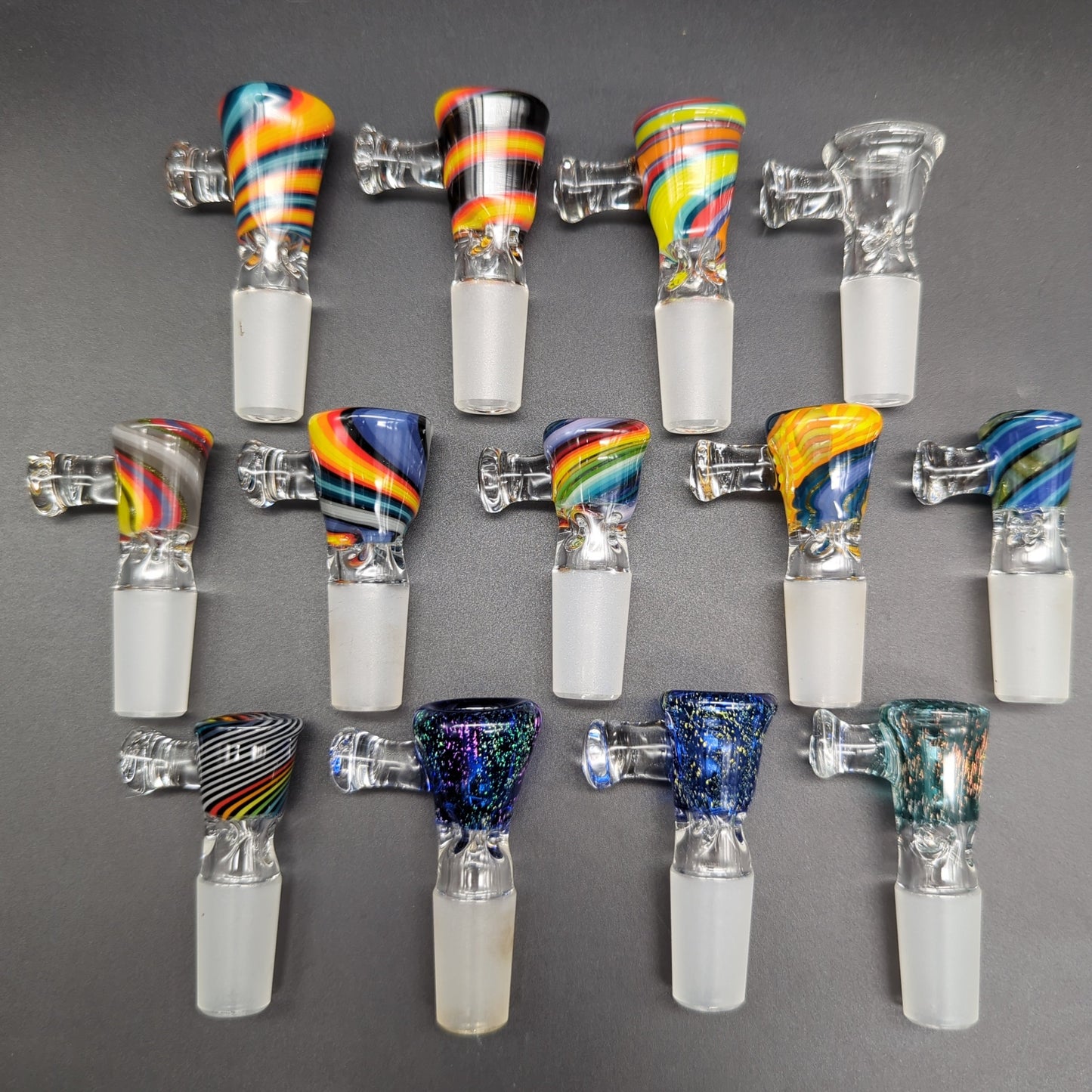 14mm Worked Triple Pinch Bowl Slides - by Texas Hot Glass