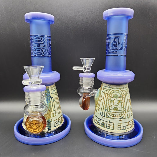 7.5" Etched Aztec Castle Mini Beaker