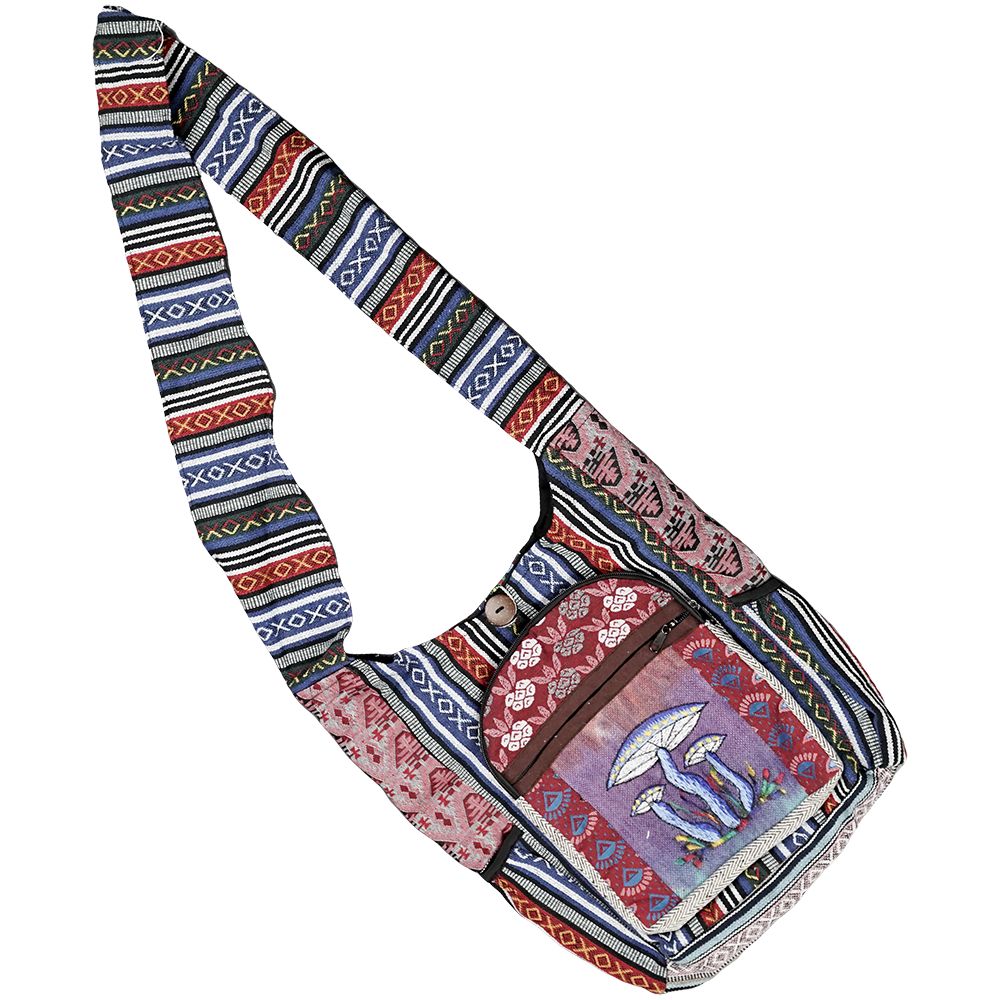 Threadheads Mushroom Aztec Patchwork Shoulder Bag - 15" x 14"