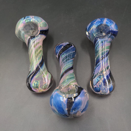 Spiral Fumed Dichro Glass Hand Pipe - 3.75"