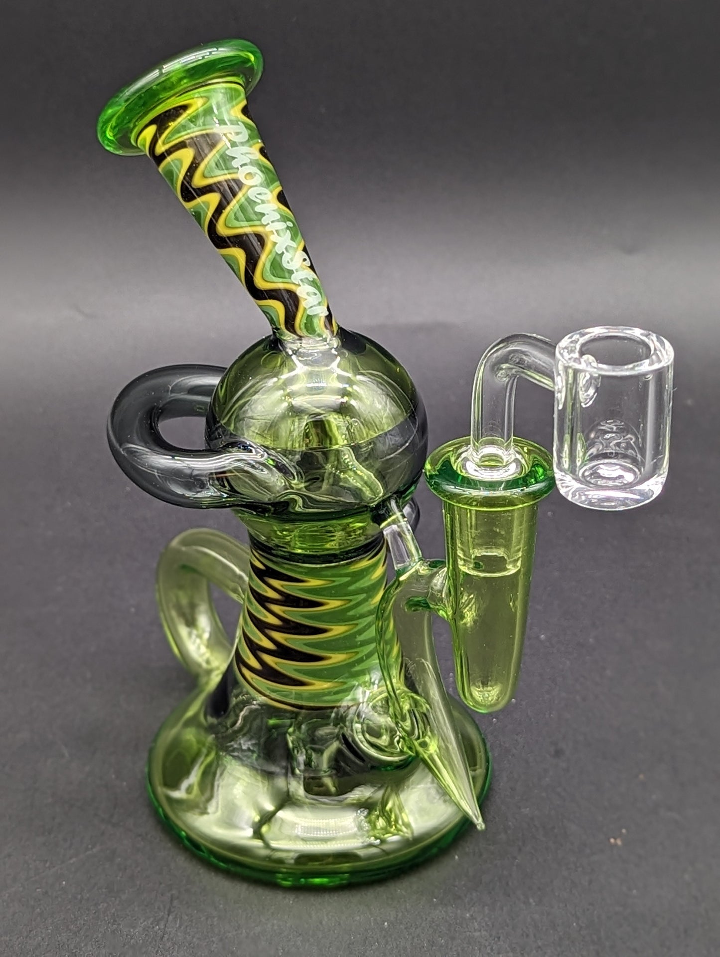 7" Green Wig Wag Recycler Dab Rig