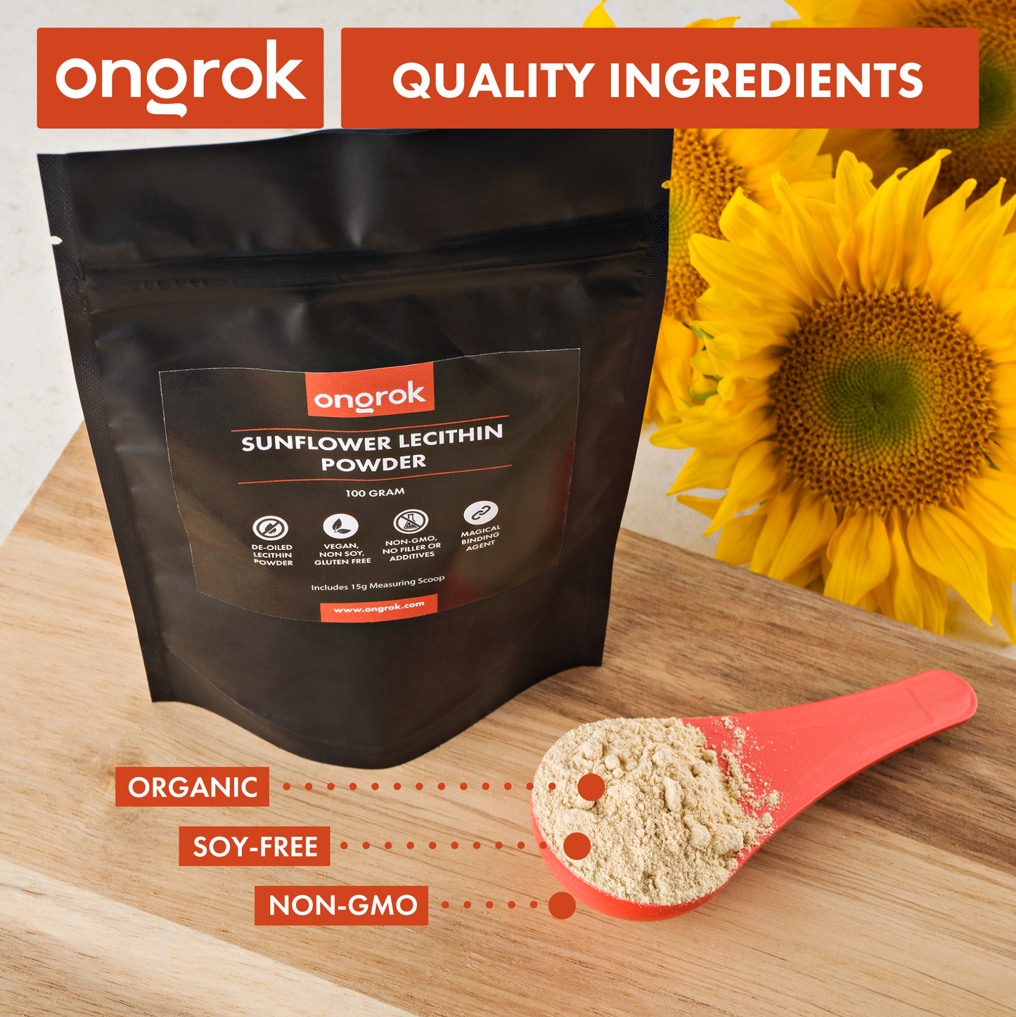 ONGROK’S Non-GMO Sunflower Lecithin Powder