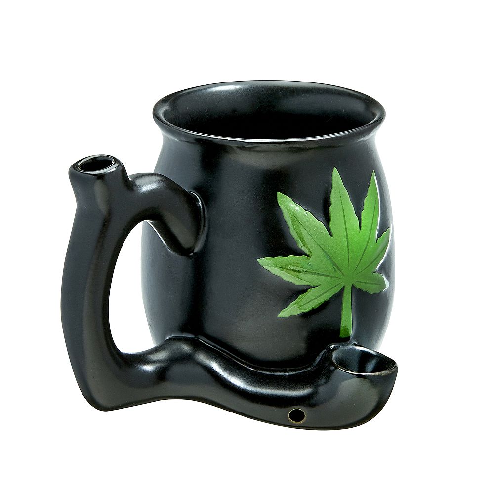 black matt mug with embossed green leaf - roast & toast