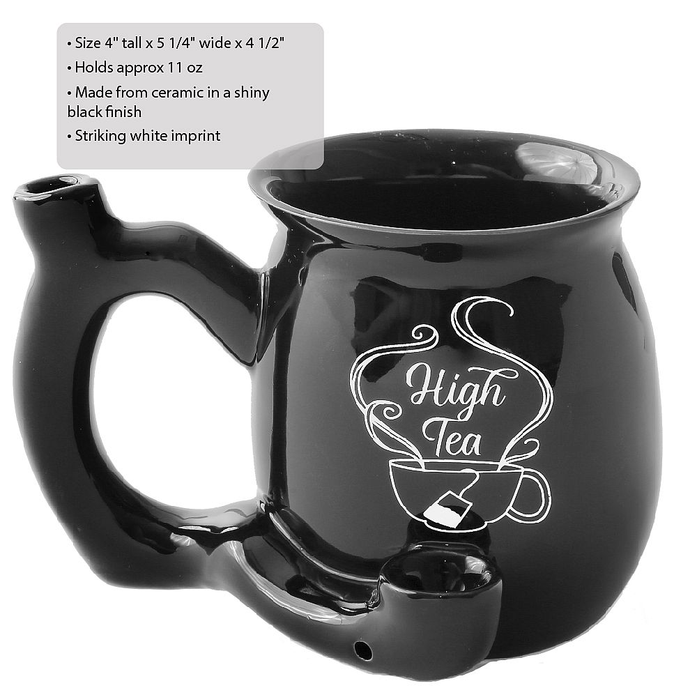 High Tea single wall Mug - shiny black with white imprint