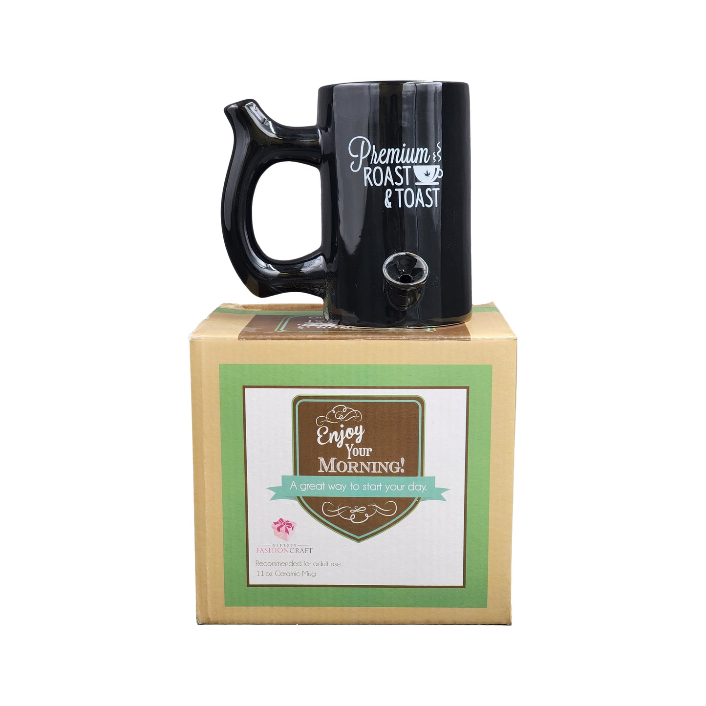 Premium Roast & Toast Mug - Shiny Black with White Print