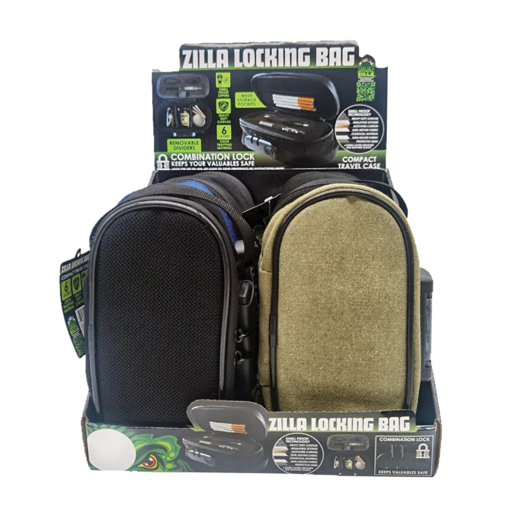 6PC DISP - Smokezilla Locking Padded Bag - 8"x5"/Asst Colors