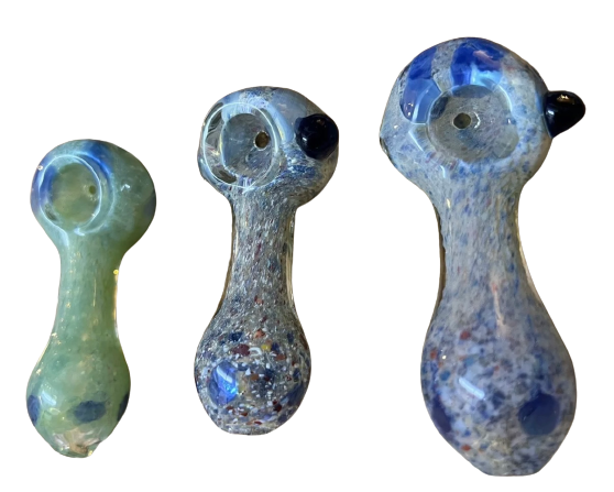 2.5” Multi Frit Design Glass Tobacco Dry Herb Hand Pipe (1 Pc)