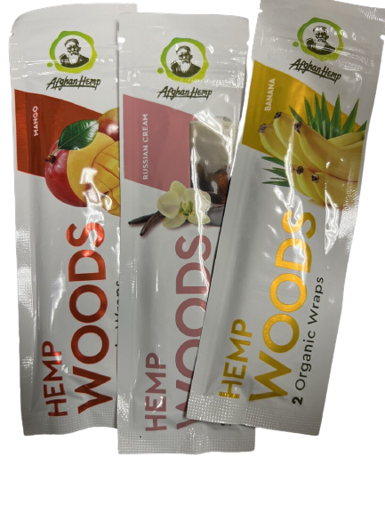 Afghan Hemp Woods Herbal Organic Natural 2 Sample Flavor Papers Wraps Per Pack (3 Count)