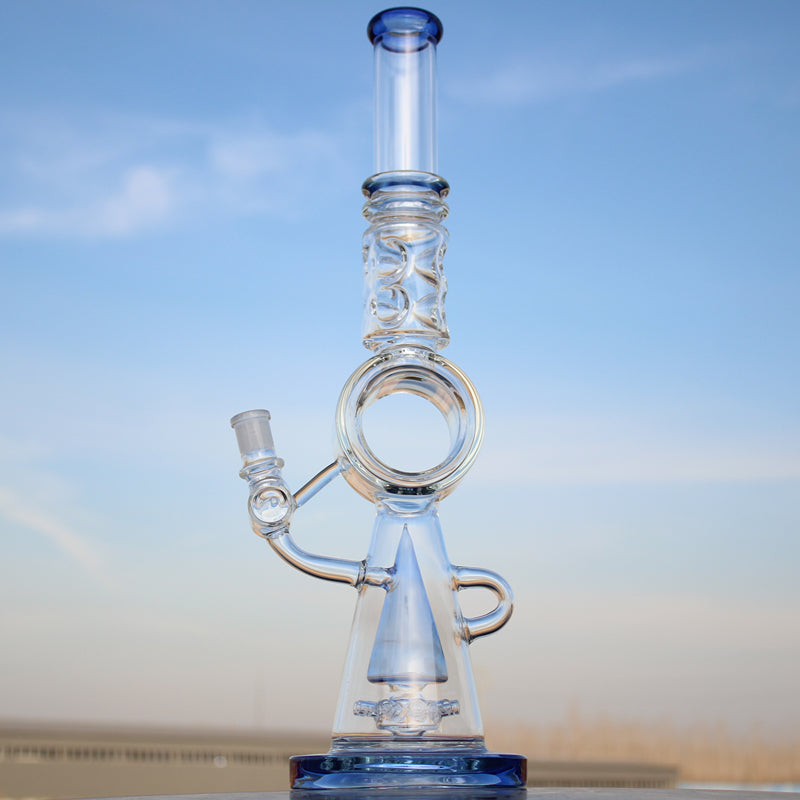 18.5" Recycler Style Donut Percolator Glass Water Pipe