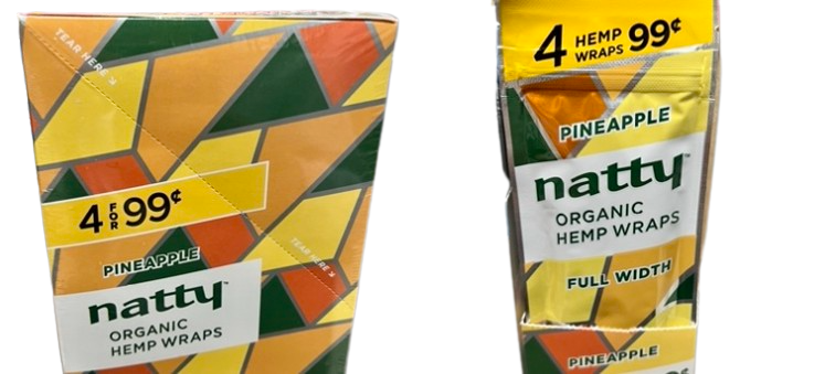 Natty Hemp Full Width Organic Natural 4 Wraps (3 Count) Pineapple Flavor