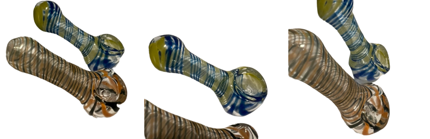 3” Small Striped Design Glass Hand Pipe Color May Vary (1 Pc)