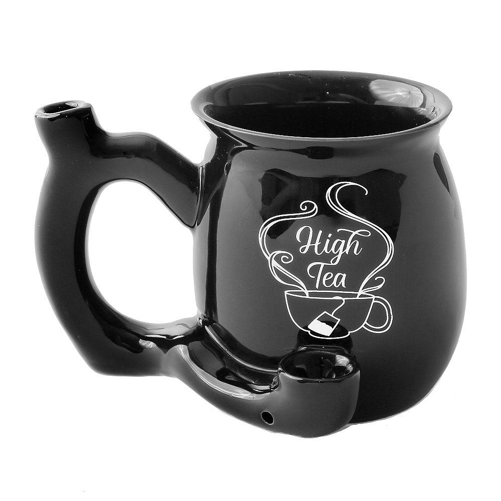 High Tea single wall Mug - shiny black with white imprint